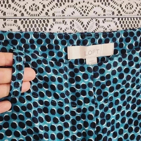 Loft Marisa Polka Dot 100% Linen Women's Dress Pants 4 - Picture 3 of 9